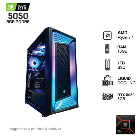 PC Gamer RTX 5050 AMD Ryzen 7 5700 16GB de RAM 1TB SSD NVME 650W WIFI