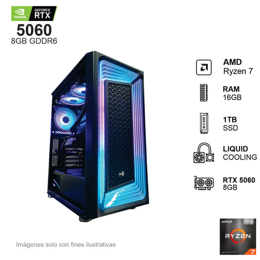 PC Gamer RTX 5060 AMD Ryzen 7 5700 16GB de RAM 1TB SSD NVME 650W WIFI