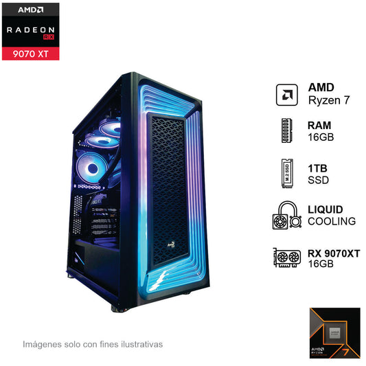 PC GAMER RX 9070XT AMD RYZEN 7 9700X 16GB de RAM Disco Solido de 1TB NVME