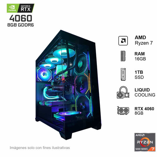 PC Gamer RTX 4060 AMD Ryzen 7 5700 16GB de RAM 1TB SSD NVME 650W WIFI