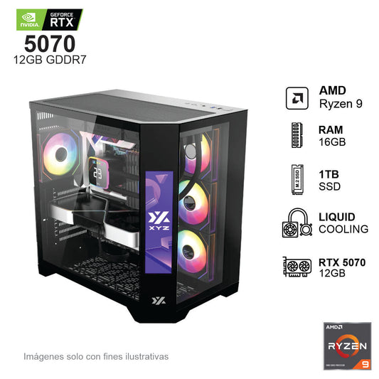 PC GAMER RTX 5070 AMD RYZEN 9 5900XT 16GB de RAM Disco Solido de 1TB NVME