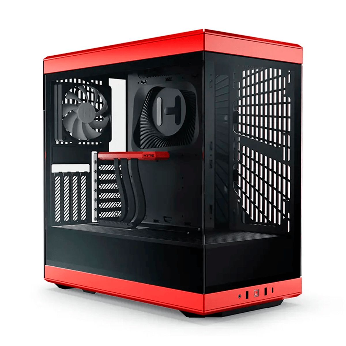 GABINETE HYTE (CS-HYTE-Y40-BR) Y40,CHERRY,ATX,VIDRIO PANORAMICO,2FAN,CABLE RISER INCL,ROJO,S/FUENTE