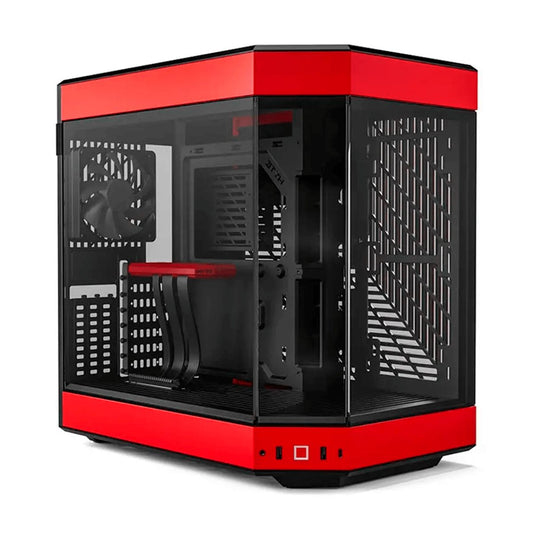 GABINETE HYTE (CS-HYTE-Y60-BR) Y60,CAMDUAL,VIDRIO PANORAMICO,ATX,3FAN,CABLE RISER INCL,ROJO,S/FUENTE
