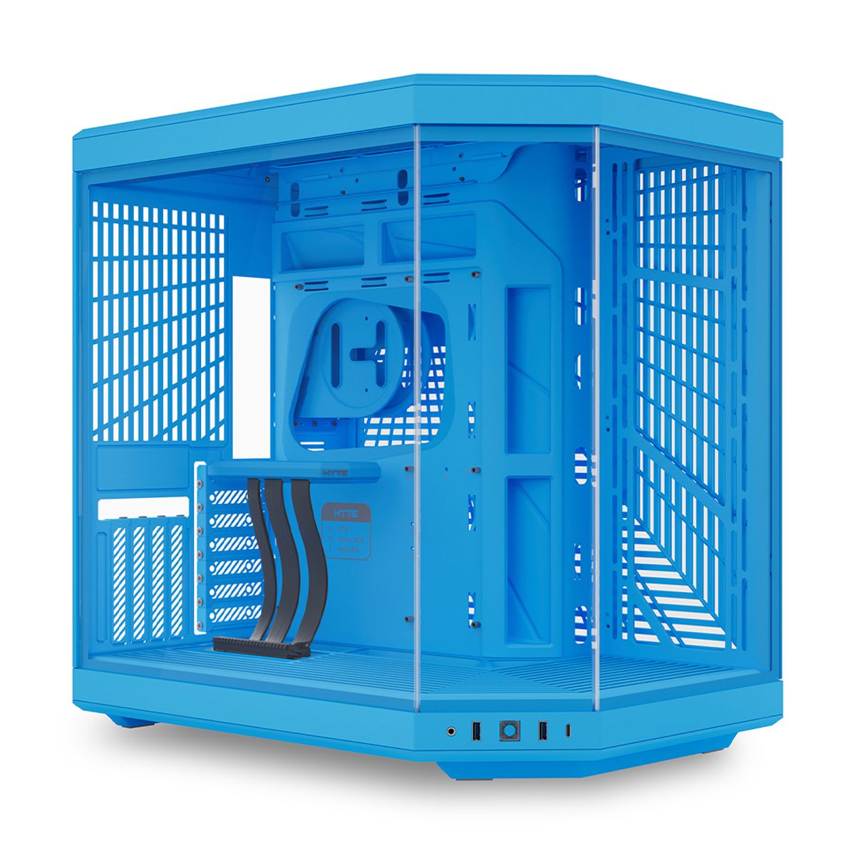 GABINETE HYTE (CS-HYTE-Y70-BM) Y70 EDICION MILKY BLUEBERRY MILK,ATX,CABLE RYSER INCL,AZUL,S/FUENTE