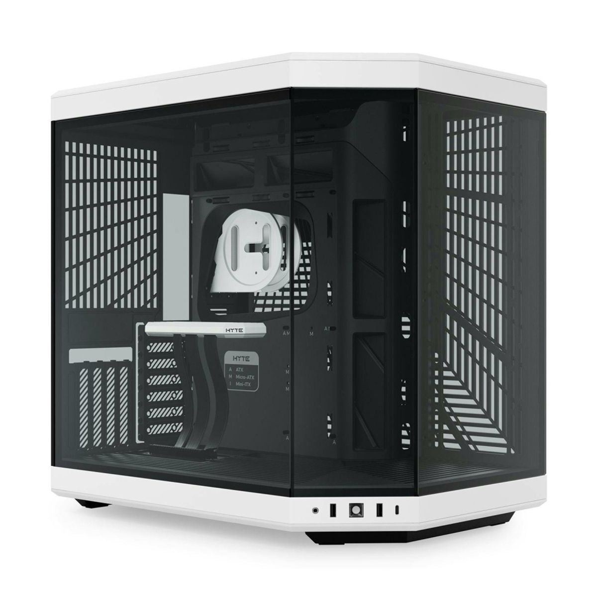 GABINETE HYTE (CS-HYTE-Y70-BW)Y70 EDICION ESTANDAR HYTE,ATX,CABLE RYSER INCL,NEGRO/BLANCO,S/FUENTE