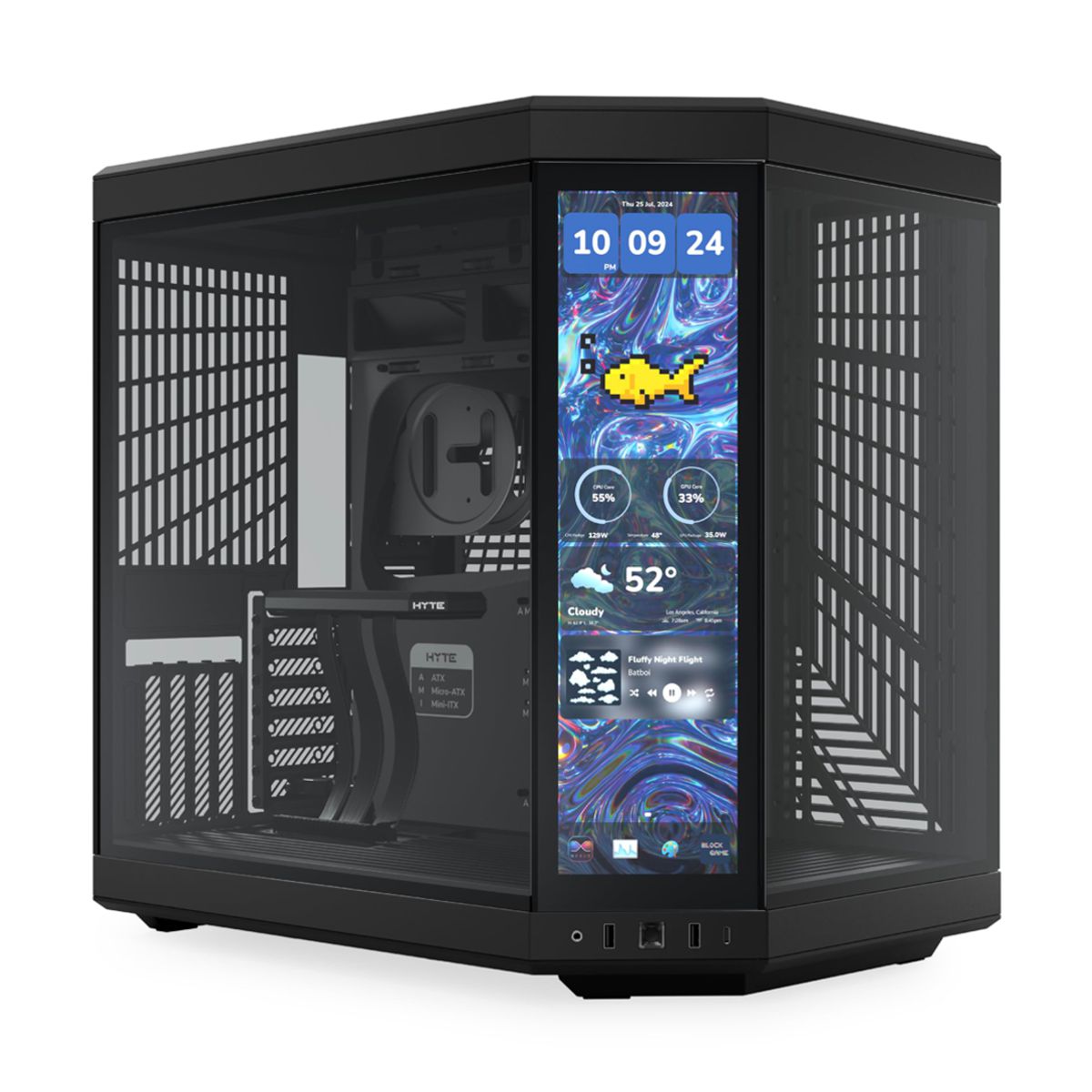 GABINETE HYTE (CS-HYTE-Y70TTI-BB) PITCH BLACK, Y70 LCD TOUCH INFINITE DE 14.9" TOUCH SCREEN,NEGRO