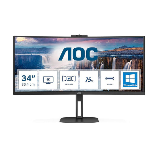 Monitor AOC CURVO  Modelo CU34V5CW/BK  Brillo 300CD/M2 (MPRT) Tiempo de respuesta 4ms - 
