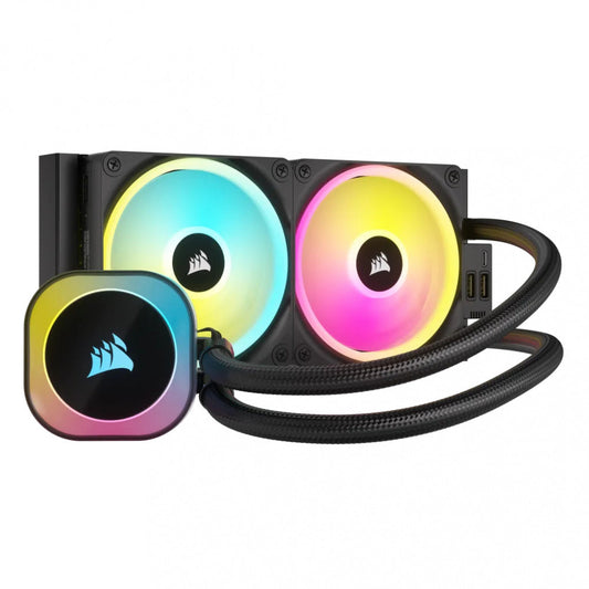 VENTILADOR P/CPU CORSAIR (CW-9061001-WW) ICUE LINK H100I RGB AIO,240MM,2 FAN,NEGRO