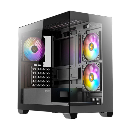 GABINETE ANTEC (CX300M ARGB_B) MICRO-ATX,CRISTAL,S/FUENTE,3*FAN ARGB,1*USB 3.0,2*USB 2.0,NEGRO