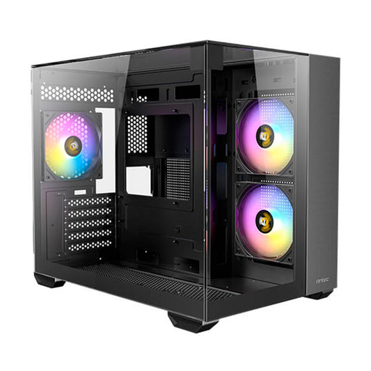 GABINETE ANTEC (CX600M TRIO ARGB_B) MINI TORRE,MICRO-ATX,3 CRISTALES,S/FUENTE,3*FAN,1*USB-C,NEGRO