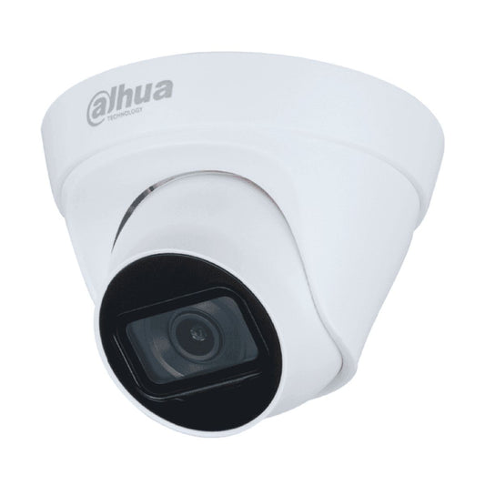 Camara DAHUA DH-IPC-HDW1230T1P-A-0280B-S6 - Camara IP Domo 2MP con lente de 2.8 mm y angulo de vision de 102 grados - microfono integrado, IR de 30m, IP67, 