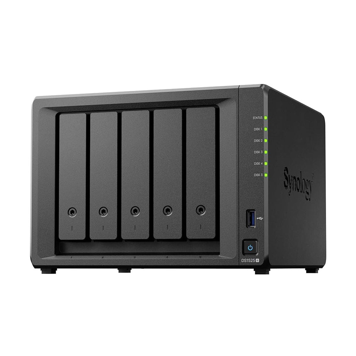 Synology NAS DiskStation modelo DS1525+ Expansion hasta 15 Bahias 2 Puertos 2.5GbE soporte 10GbE  almacenamiento en Cache SSD hasta 300 TB de Capacidad com - 