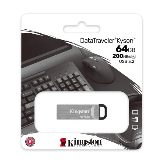 MEMORIA USB KINGSTON (DTKN/64GB) 64GB DATA TRAVELER KYSON, PLATA USB 3.2