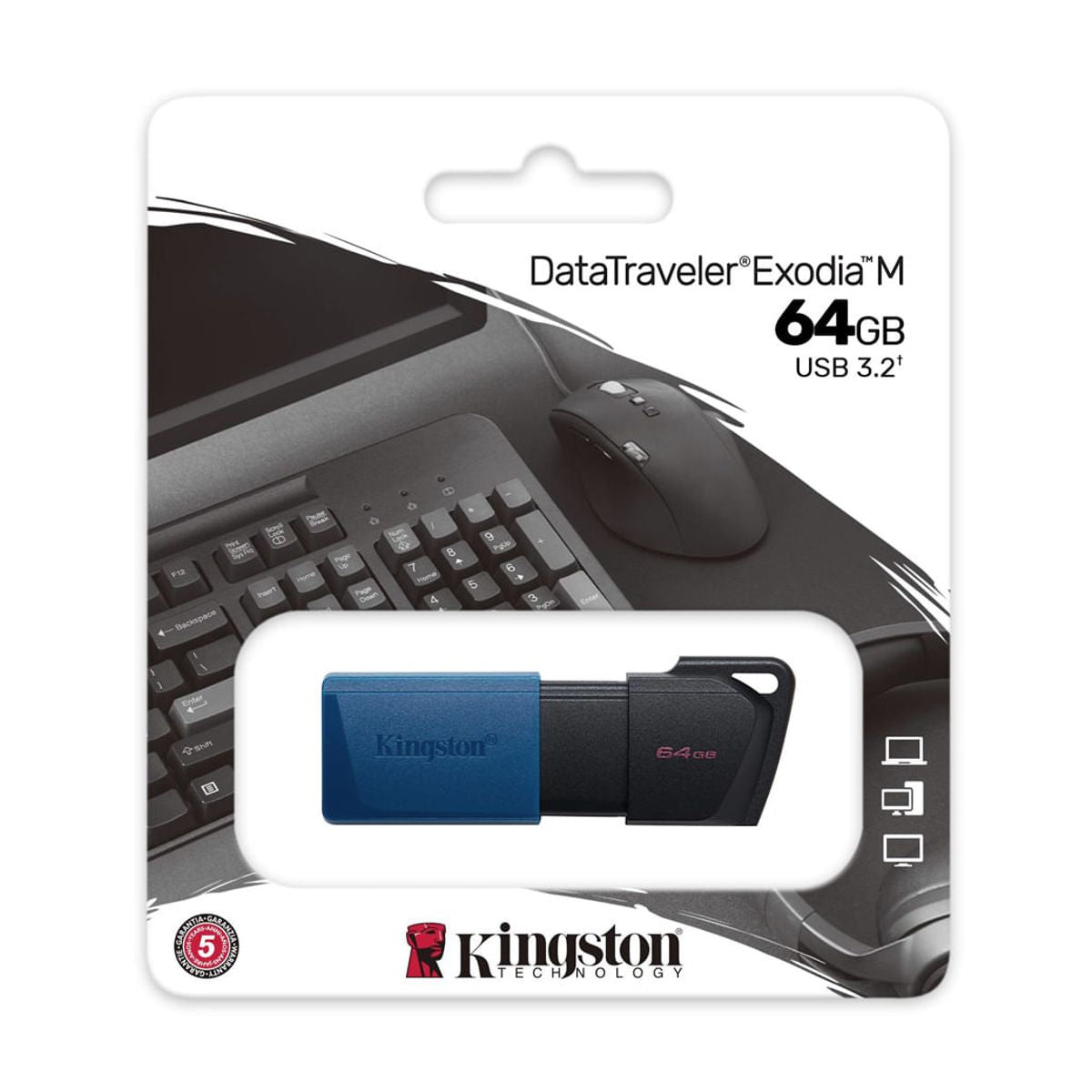 MEMORIA USB KINGSTON (DTXM/64GB) 64GB DATA TRAVELER EXODIA M, PLASTICA, AZUL USB 3.0