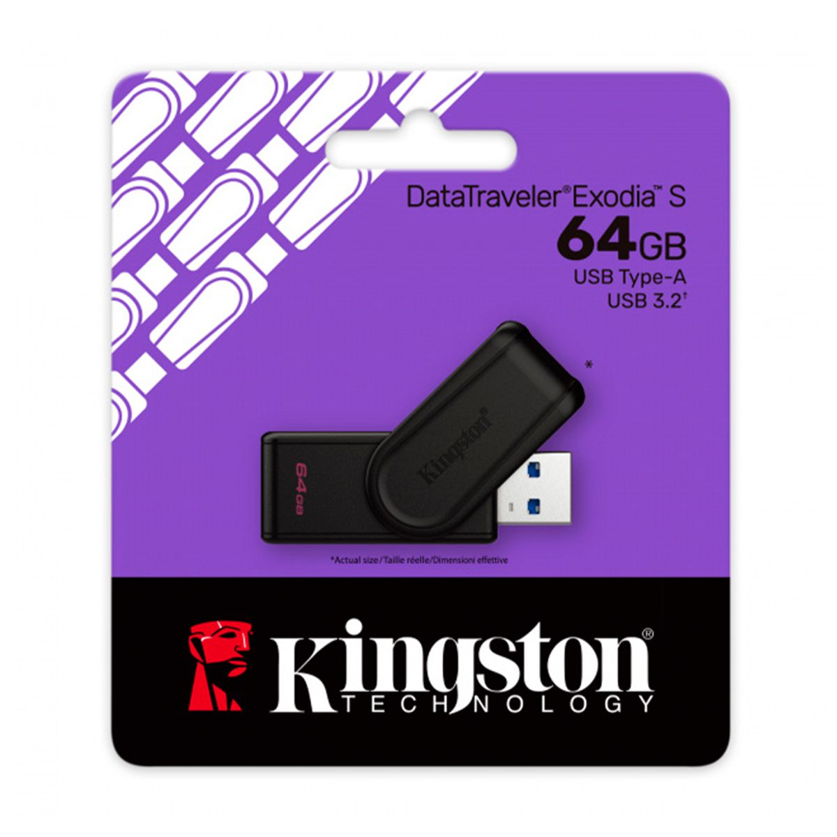 Memoria USB Kingston DTXS/64GB 64GB Data Traveler Exodia S, Plastica, Negro USB-A 3.0