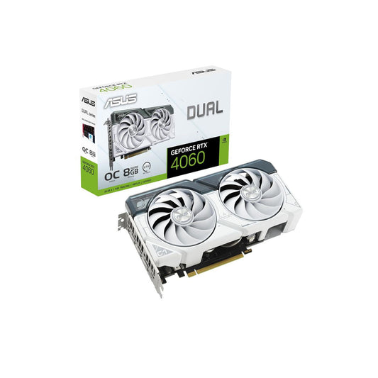 TARJETA DE VIDEO ASUS (DUAL-RTX4060-O8G-WHITE)DDR6,128BIT,PCI-E 4.0,HDMI 2.1,3*DP1.4A,DUAL FAN