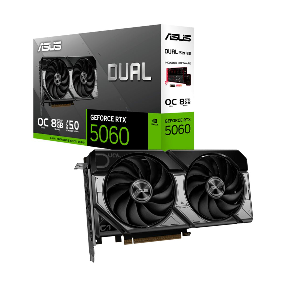 TARJETA DE VIDEO ASUS (DUAL-RTX5060-O8G-A) 8GB GDDR7, 128BIT, PCI-E 5.0, HDMI, 3*DP, DUAL FAN