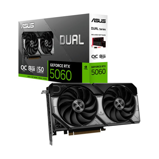 TARJETA DE VIDEO ASUS (DUAL-RTX5060-O8G-A) 8GB GDDR7, 128BIT, PCI-E 5.0, HDMI, 3*DP, DUAL FAN