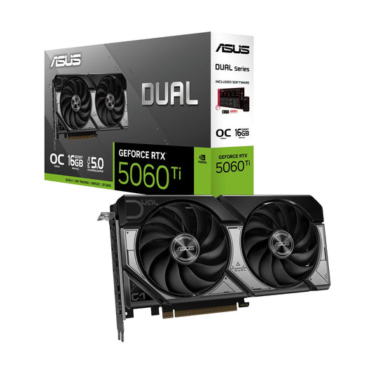 TARJETA DE VIDEO ASUS (DUAL-RTX5060TI-O16G) 16GB GDDR7, 128BIT, PCI-5.0, HDMI,3*DP, 2 FAN