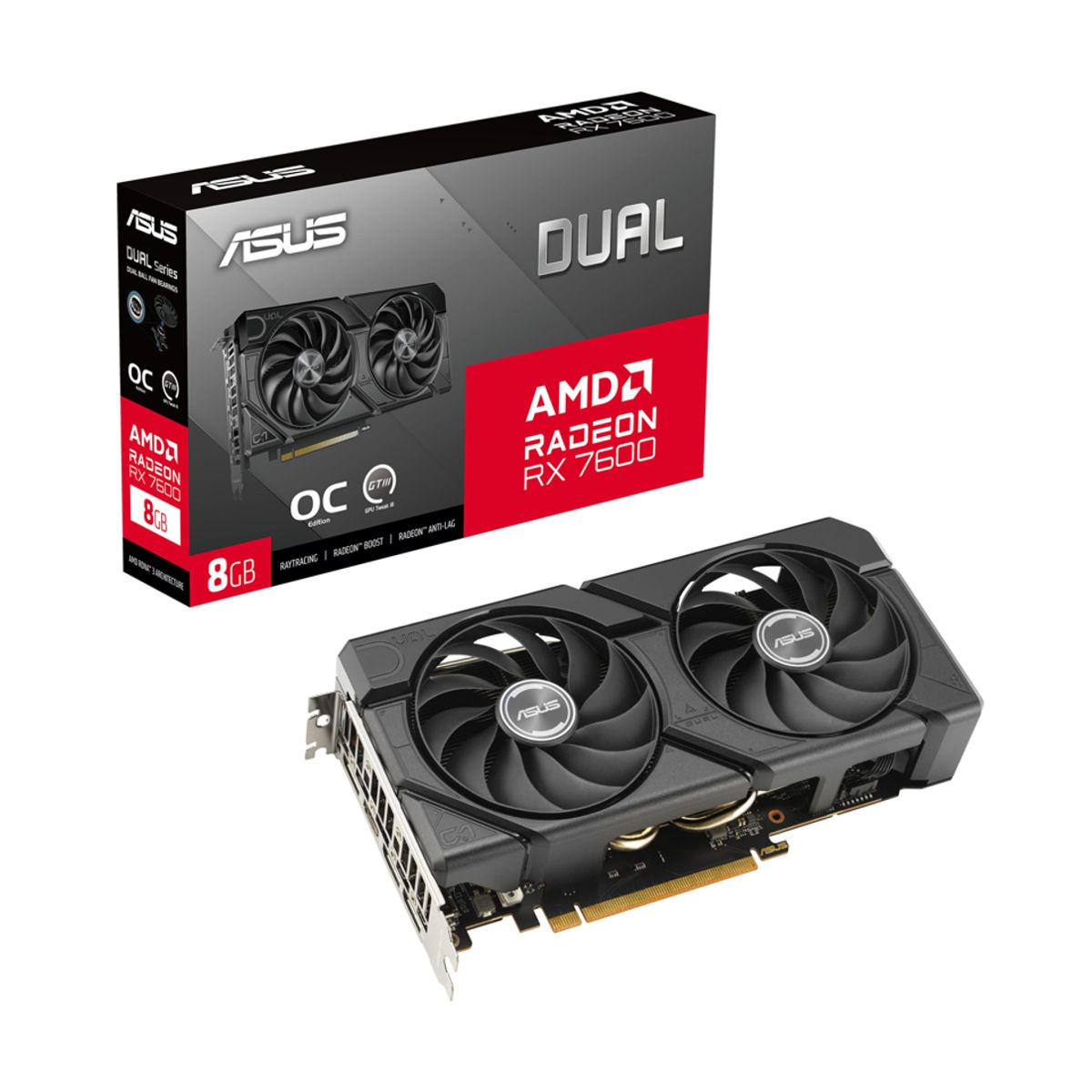 Tarjeta de video ASUS DUAL-RX7600-O8G-EVO - 8 GB, GDDR6, PCI Express 4.0