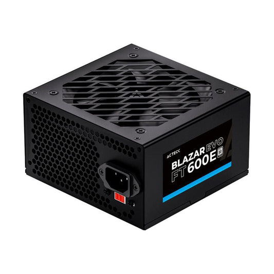 FUENTE DE PODER ACTECK (ES-05003E) FT-600E,600W,24 PINES,2 SATA,2 MOLEX,1 PCIE 6+2,VENT 120MM,NEGRO