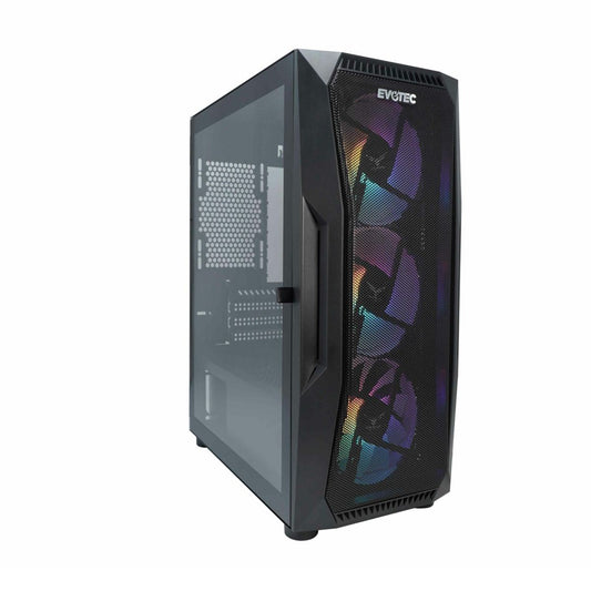GABINETE EVOTEC (EV-1020) BEIJING,MICRO ATX,SIN FUENTE,2*USB 2.0,1*USB 3.0,3*FAN,RGB,CRISTAL T,NEGRO