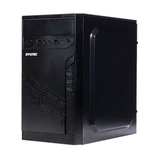 GABINETE EVOTEC (EV-1024) MINI ATX, FUENTE 500W, 3 VENTILADORES, 2*USB 3.0,NEGRO