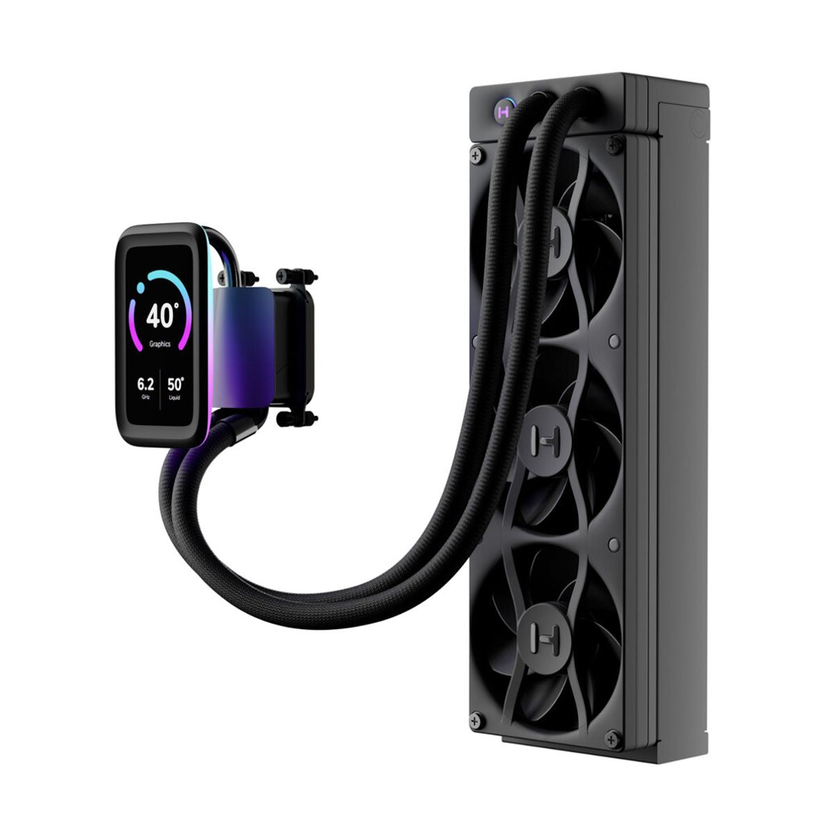 VENTILADOR P/CPU HYTE (FAN-HYTE-Q80T-BB) THICC Q80T TRIO,LCD RGB, 3*FAN, 120MM, NEGRO