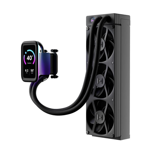 VENTILADOR P/CPU HYTE (FAN-HYTE-Q80T-BB) THICC Q80T TRIO,LCD RGB, 3*FAN, 120MM, NEGRO