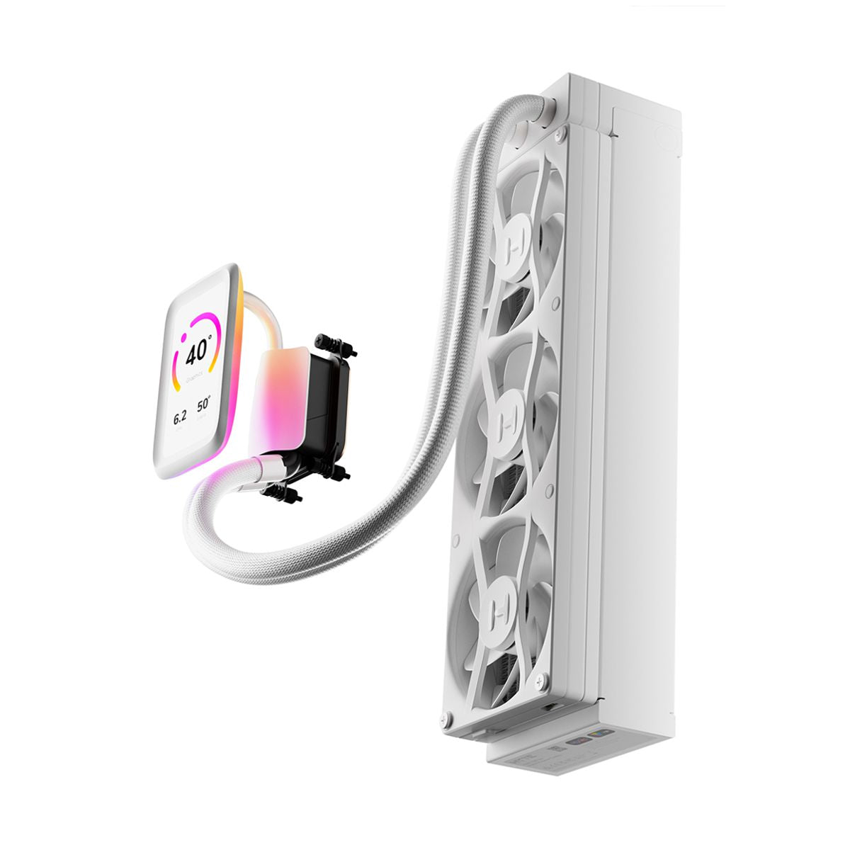 VENTILADOR P/CPU HYTE (FAN-HYTE-Q80T-WW) THICC Q80T TRIO,LCD RGB, 3*FAN, 120MM, BLANCO