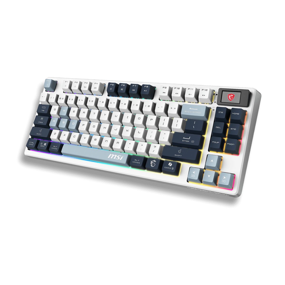 TECLADO MSI (FORGE GK600 TKL W SKY US) MECANICO INALAMBRICO,RGB, AZUL, COMPACTO 65