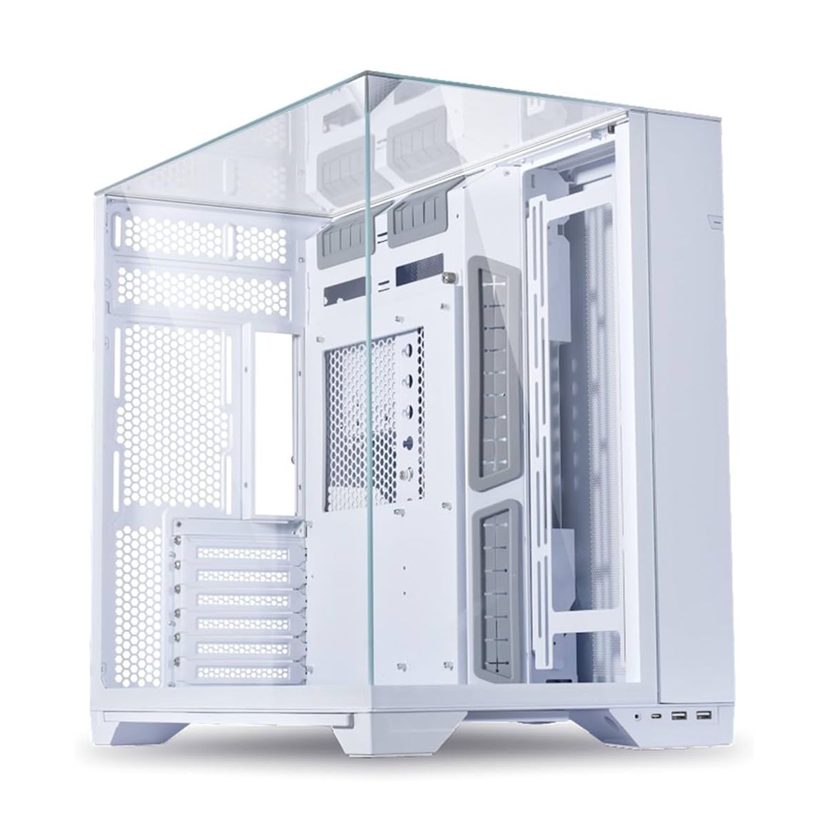 GABINETE LIAN LI O11 VISION COMPACT WHITE CRIST TEMP MALLA EATX