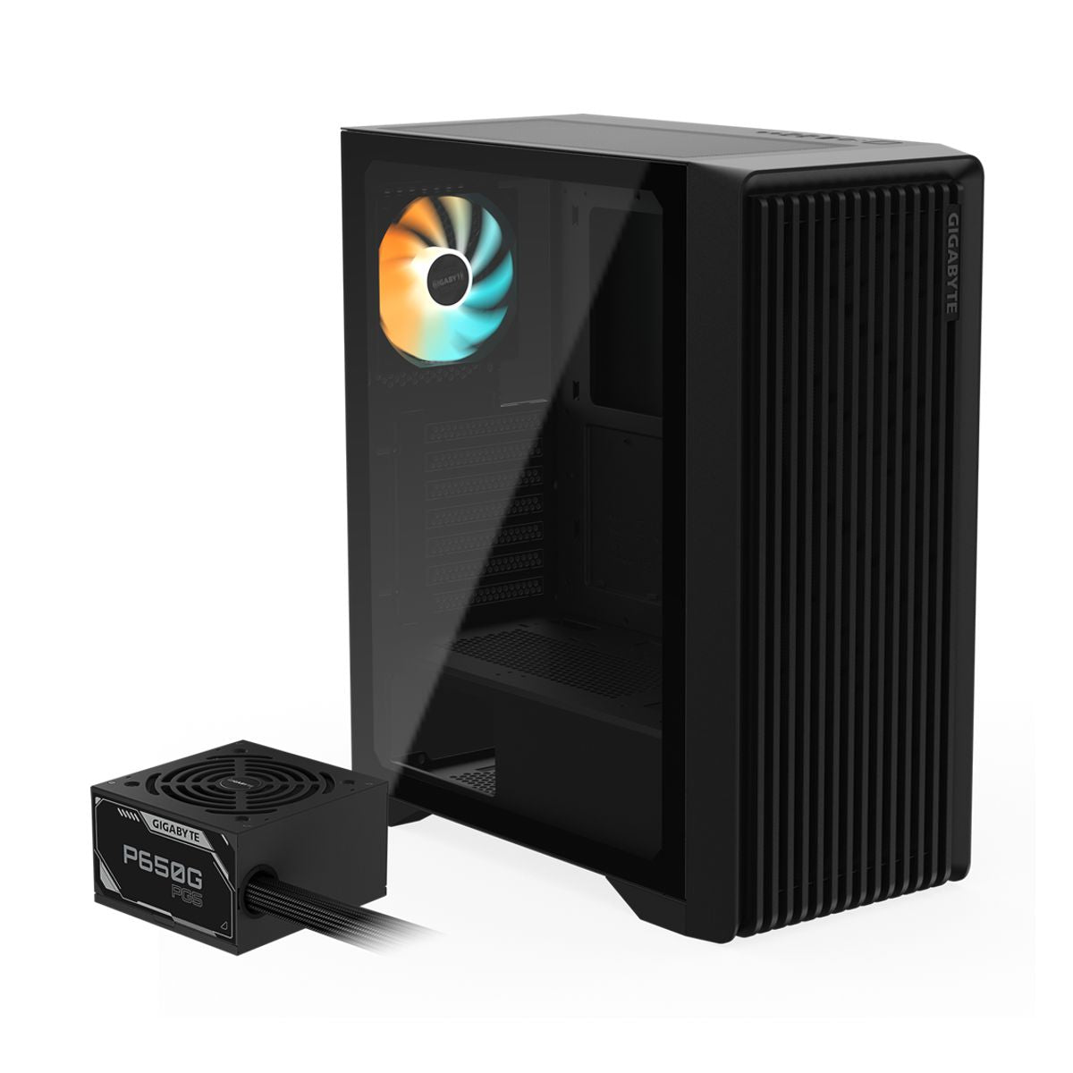 GABINETE GIGABYTE (GB-C103GP65G5) C103,MICRO ATX,FUENTE 650W GOLD,1 FAN,PANEL IZQ CRISTAL,NEGRO