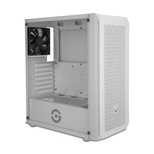 GETTTECH GABINETE GAMER MEDIA TORRE CON PANEL FRONTAL MALLA - ATX/MICROATX/MINI ITX, 1 VENTILADOR, USB 2.0/3, 0 COLOR BLANCO MOD. GCM-ASGX1-01WH