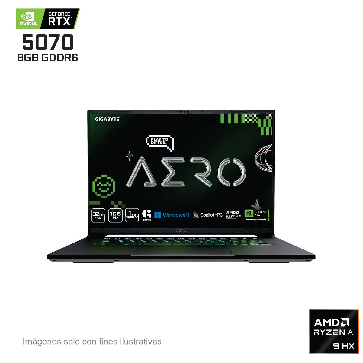 LAPTOP GIGABYTE 16" (GIGABYTE AERO X16 2WHA3LAC64AH) RYZEN AI 9 HX 370,RTX5070,32GB DDR5,165HZ,1TB
