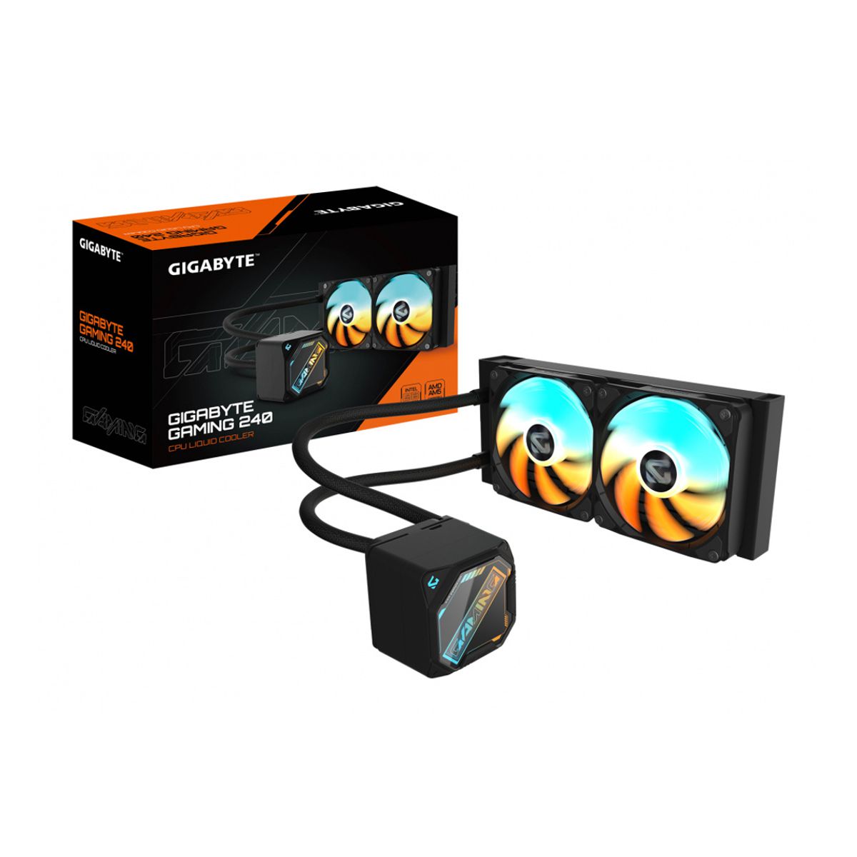 VENTILADOR P/CPU GIGABYTE (GP-GIGABYTE GME 240) ARGB,ENFRIAMIENTO LIQUIDO,2 FAN,240MM,NEGRO