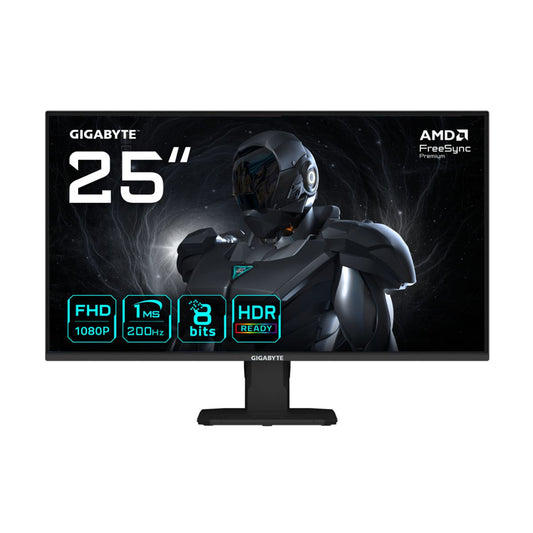 MONITOR LED GIGABYTE 24.5" (GS25F2) GAMING,1920X1080 FHD,PLANO,200HZ,2*HDMI 2.0,DP,1MS,FS,PANEL IPS