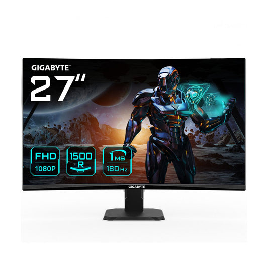 MONITOR LED GIGABYTE 27" (GS27FC) GAMING,1920X1080 FHD,CURVO,180HZ,2*HDMI 2.0,DP,1MS,PANEL VA