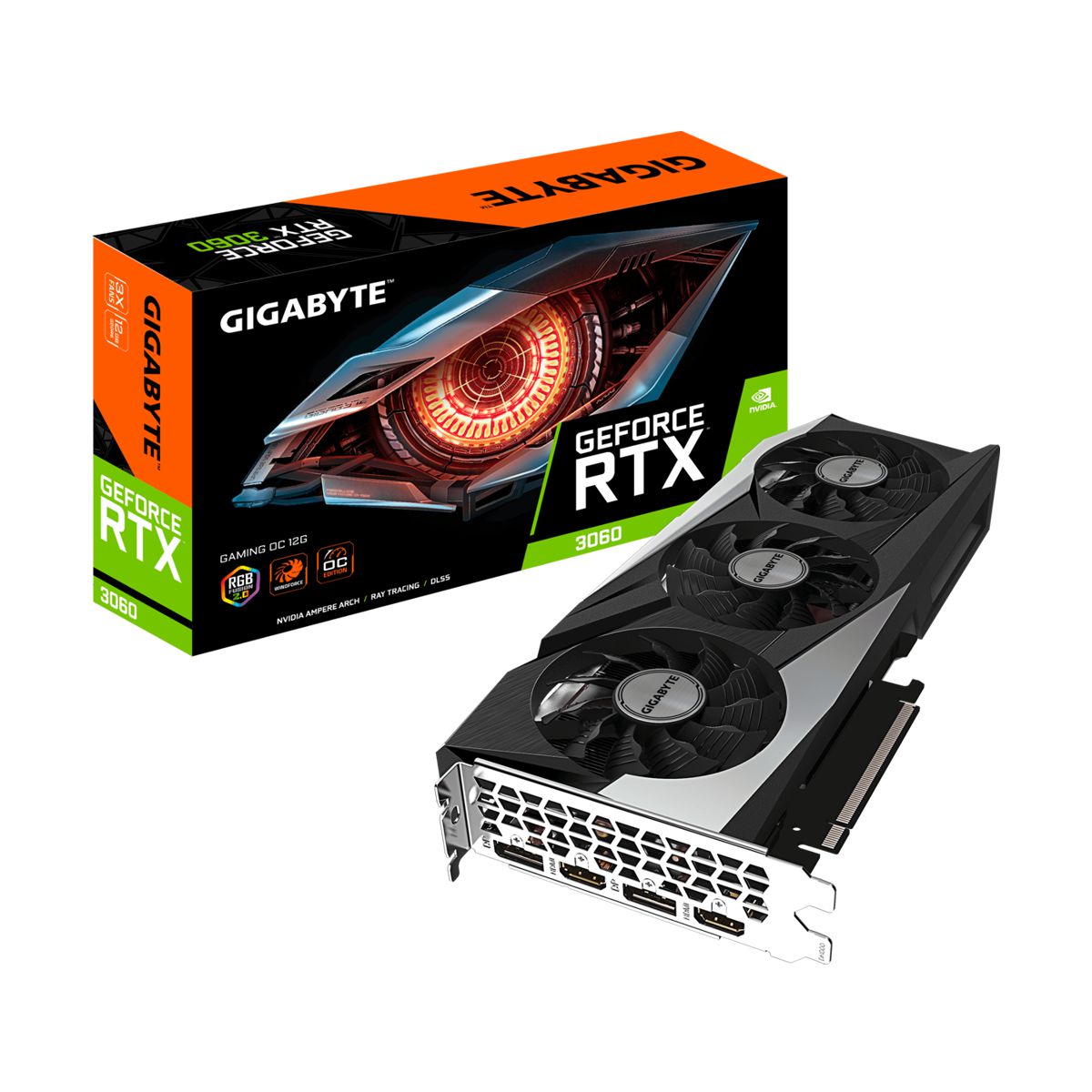 TARJETA DE VIDEO GIGABYTE (GV-N3060GAMING OC-12GD) RTX 3060,12GB GDDR6,PCIE 4.0,2*HDMI,2*DP,3 FAN