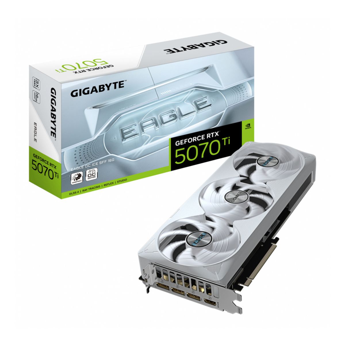 TARJETA DE VIDEO GIGABYTE (GV-N507TEAGLEOC ICE-16GD) RTX 5070TI,16GB GDDR7,PCIE 5.0,1*HDMI,3*DP3,FAN