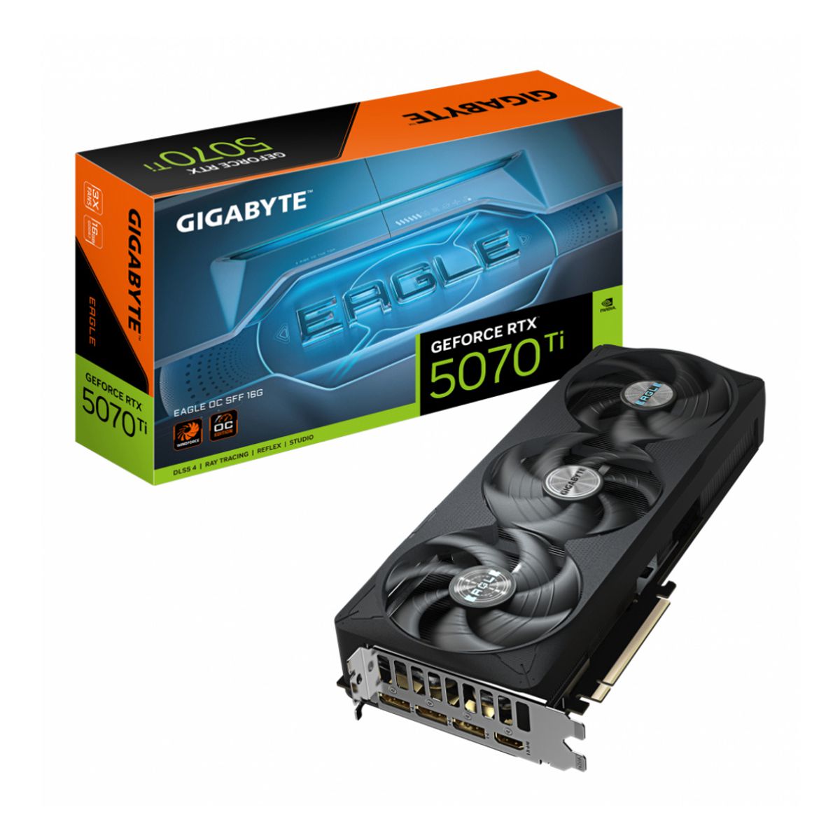 TARJETA DE VIDEO GIGABYTE (GV-N507TEAGLE OC-16GD) RTX 5070TI, 16GB GDDR7,PCIE 5.0,1*HDMI,3*DP3,FAN
