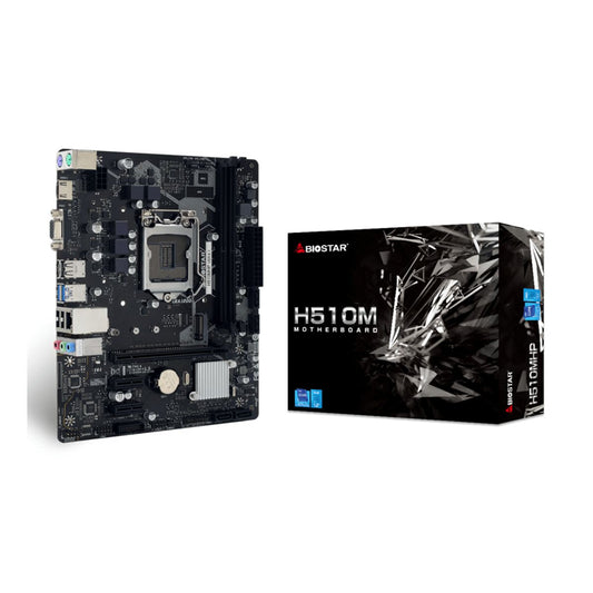 MOTHERBOARD BIOSTAR (H510MHP) INTEL,LGA1200,DDR4 3200,USB 3.2 GEN1,PCIE M.2 4.0,HDMI,VGA,DVI,RJ45,MICRO ATX