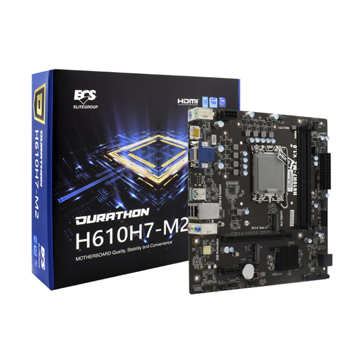 MOTHERBOARD ECS (H610H7-M2) SOCKET 1700,2*DDR4 2666,HDMI,VGA,DP,MICRO ATX