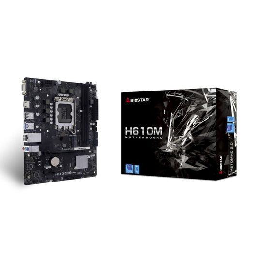 MOTHERBOARD BIOSTAR (H610MHC) INTEL,LGA1700,DDR4 4400,USB 3.2 GEN1,PCIE M.2 4.0,HDMI,VGA,DVI,RJ45,MICRO ATX