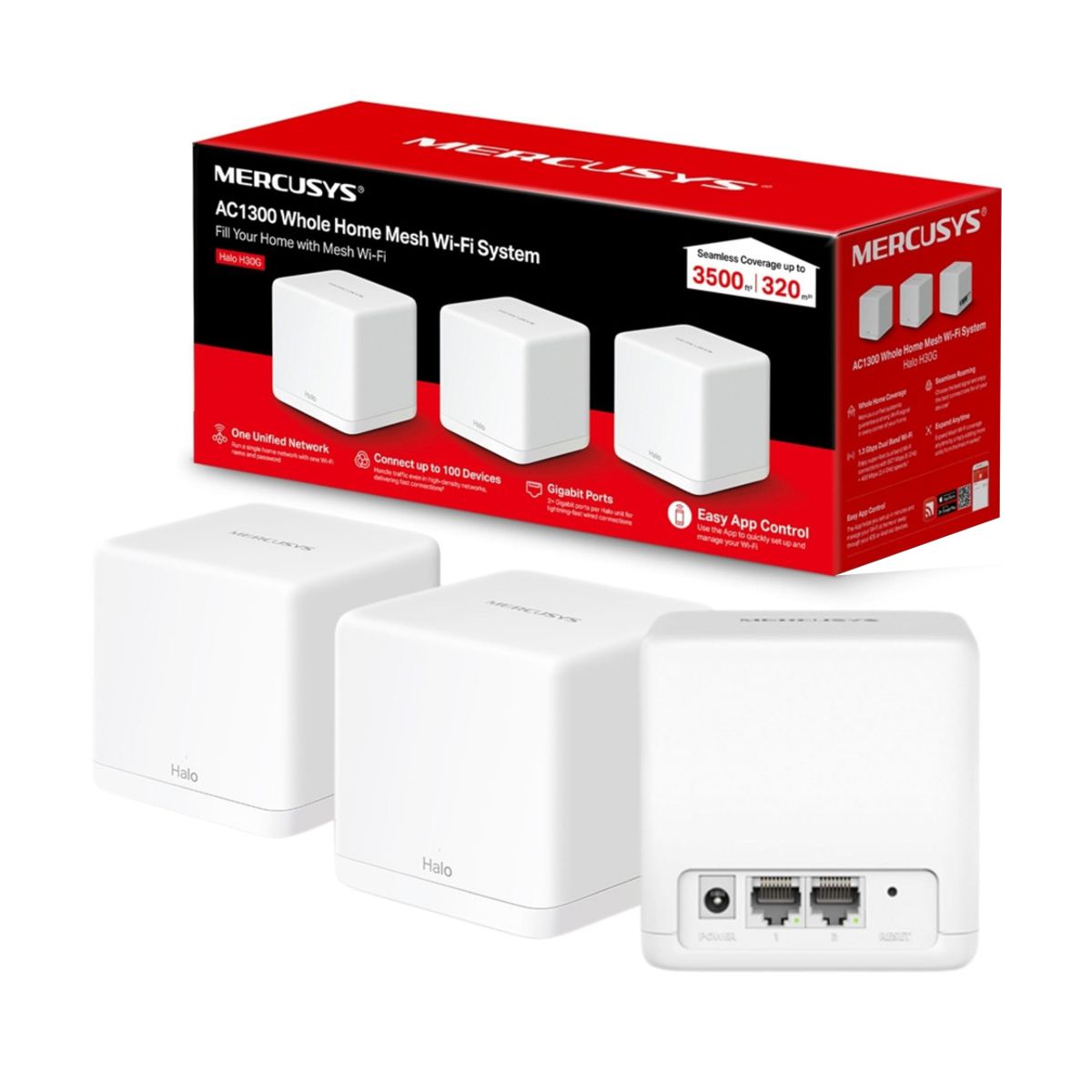 SIST. WIFI EN MALLA PARA TODO EL HOGAR AC1300 HALO H30G(3-PACK) CON DOBLE BANDA Y CONTROL POR APLICACION - 