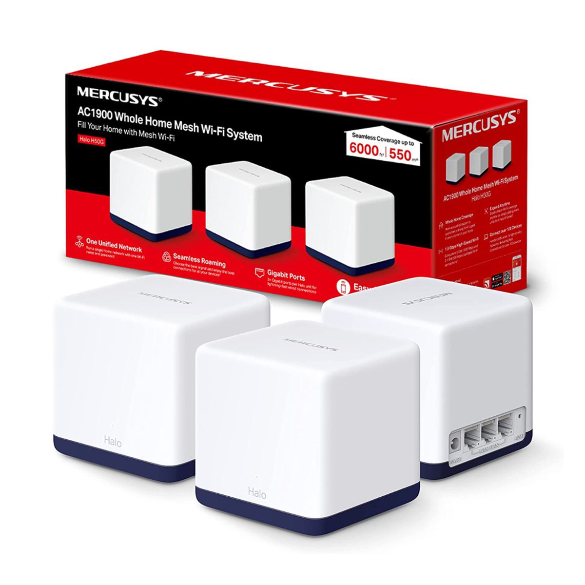 SIST. WIFI PARA TODO EL HOGAR AC1900 HALO H50G(3-PACK) CON DOBLE BANDA Y CONTROL DESDE LA APLICACION - 