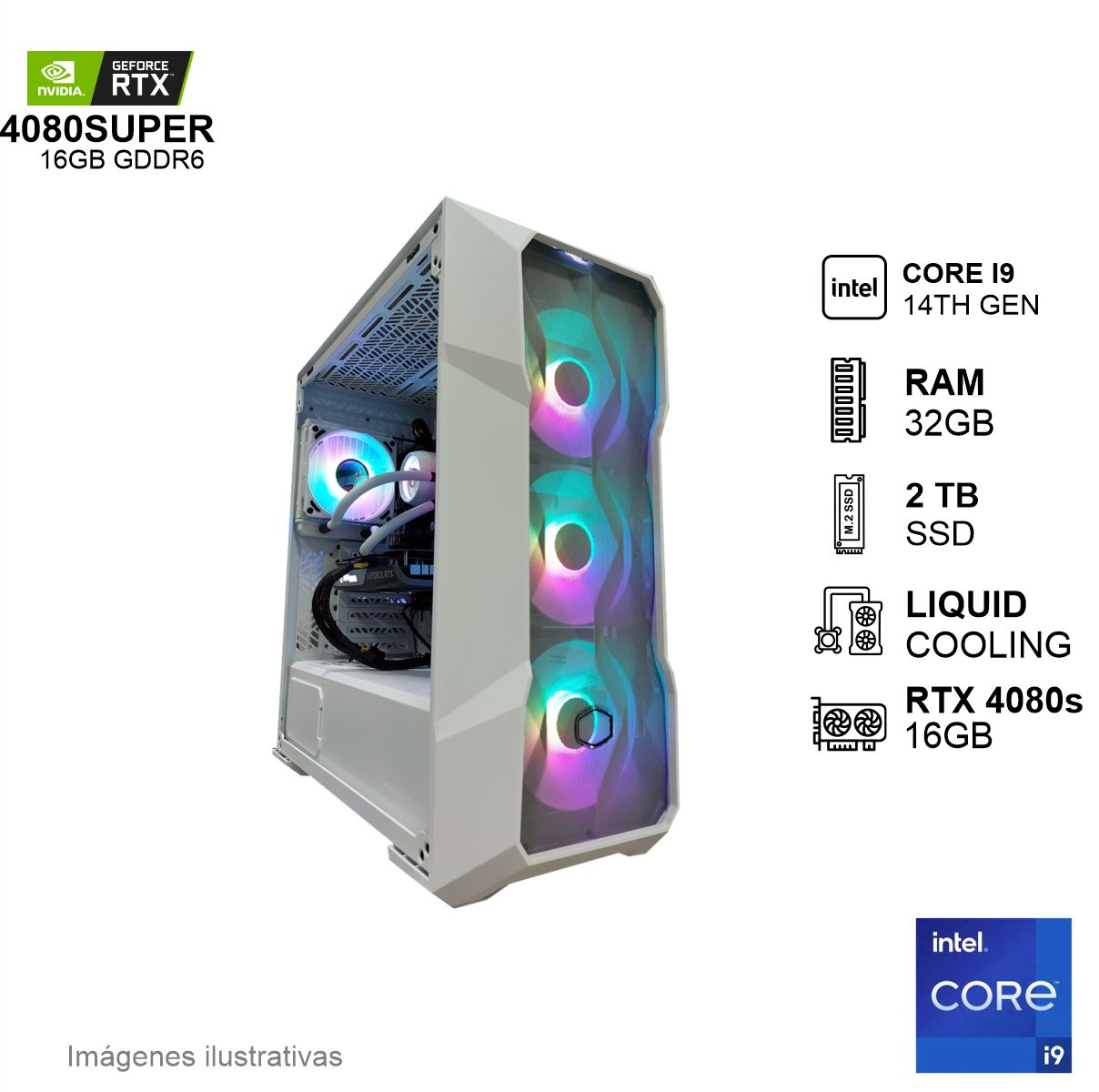 PC GAMER RTX4080SUPER INTEL CORE I9 14900F 32GB de RAM Disco Solido de 2TB NVME