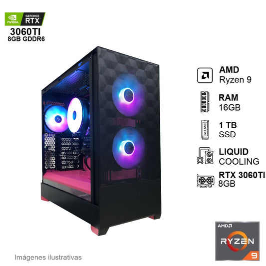 PC Gamer RTX 3060TI AMD Ryzen 9 5900X 16GB de RAM 1TB SSD NVME 650W WIFI