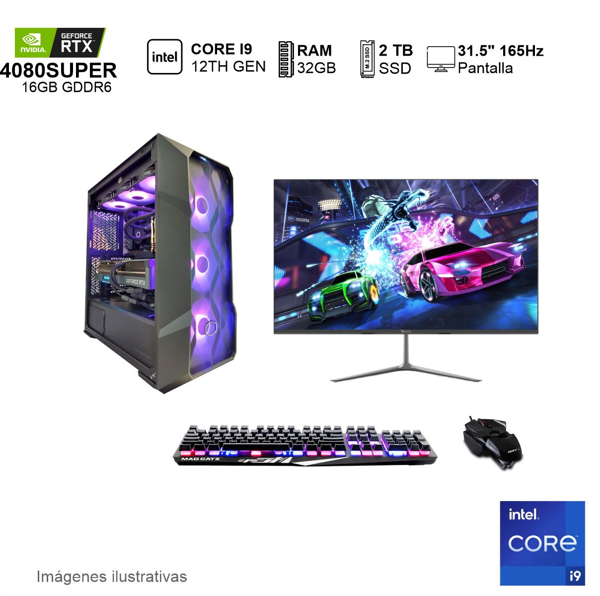 PC GAMER RTX4080SUPER INTEL CORE I9 12900F 32GB de RAM Disco Solido de 2TB NVME