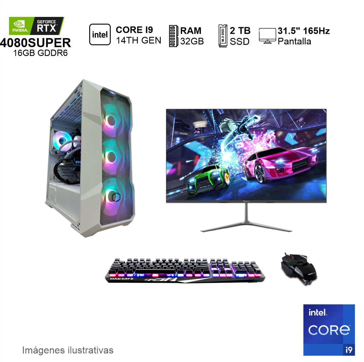 PC GAMER RTX4080SUPER INTEL CORE I9 14900F 32GB de RAM Disco Solido de 2TB NVME